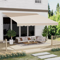 13' x 10' Awning for Patio, Sunsetter Retractable Awning Waterproof Cover Outdoor Patio Canopy, Sun Shade with Manual Crank Handle, Porch Shades for Outdoor, House, Deck, Dark Gray