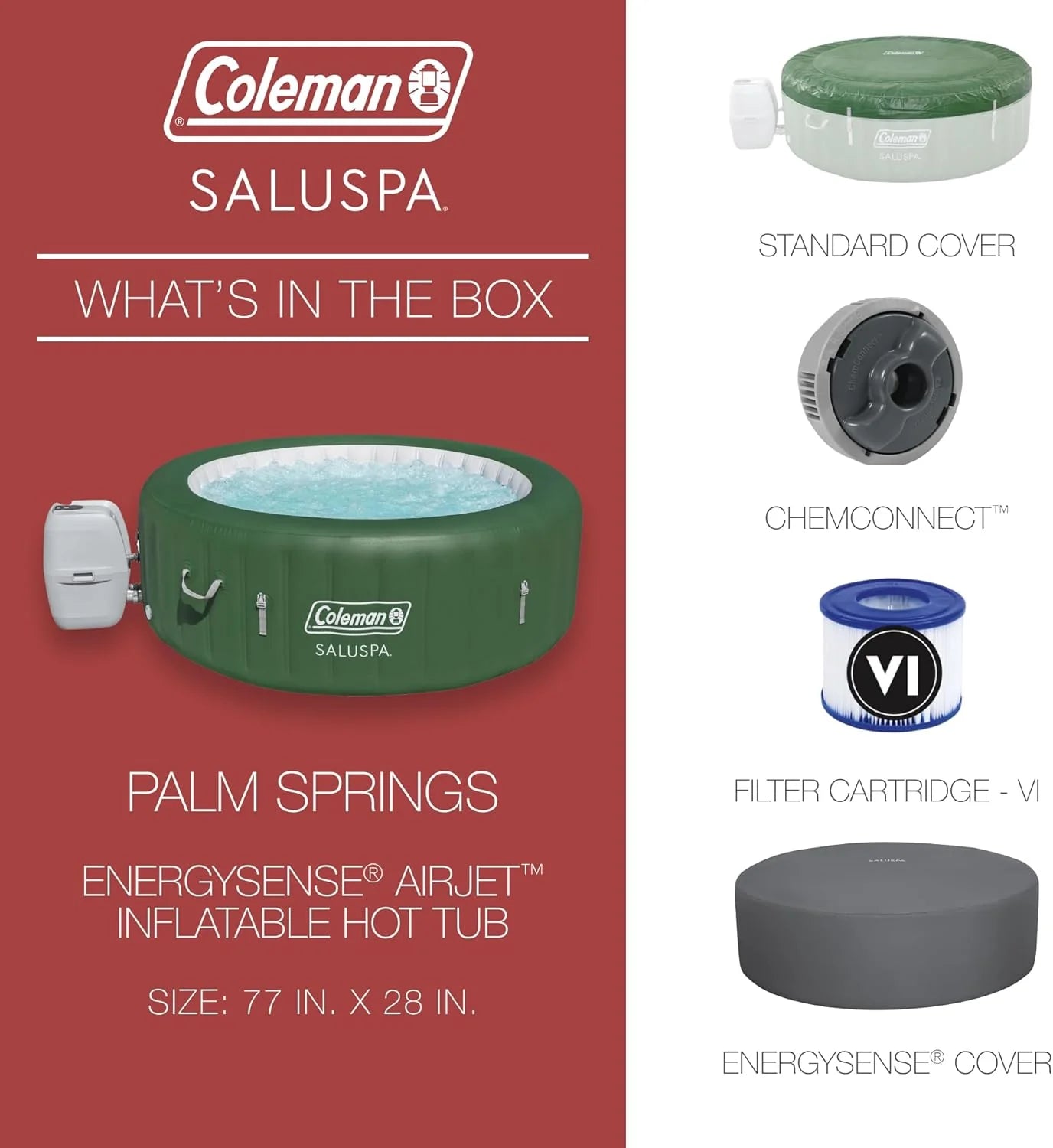 Bestway Palm Springs 4 to 6 Person EnergySense Smart AirJet Plus Inflatable Hot Tub Outdoor Spa with 140 AirJets and Insulated Cover