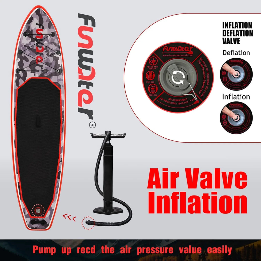 FunWater Inflatable Stand Up Paddle Board with Premium SUP Paddle Accessories, Non-Slip EVA Deck, 11'/10'6' Paddle