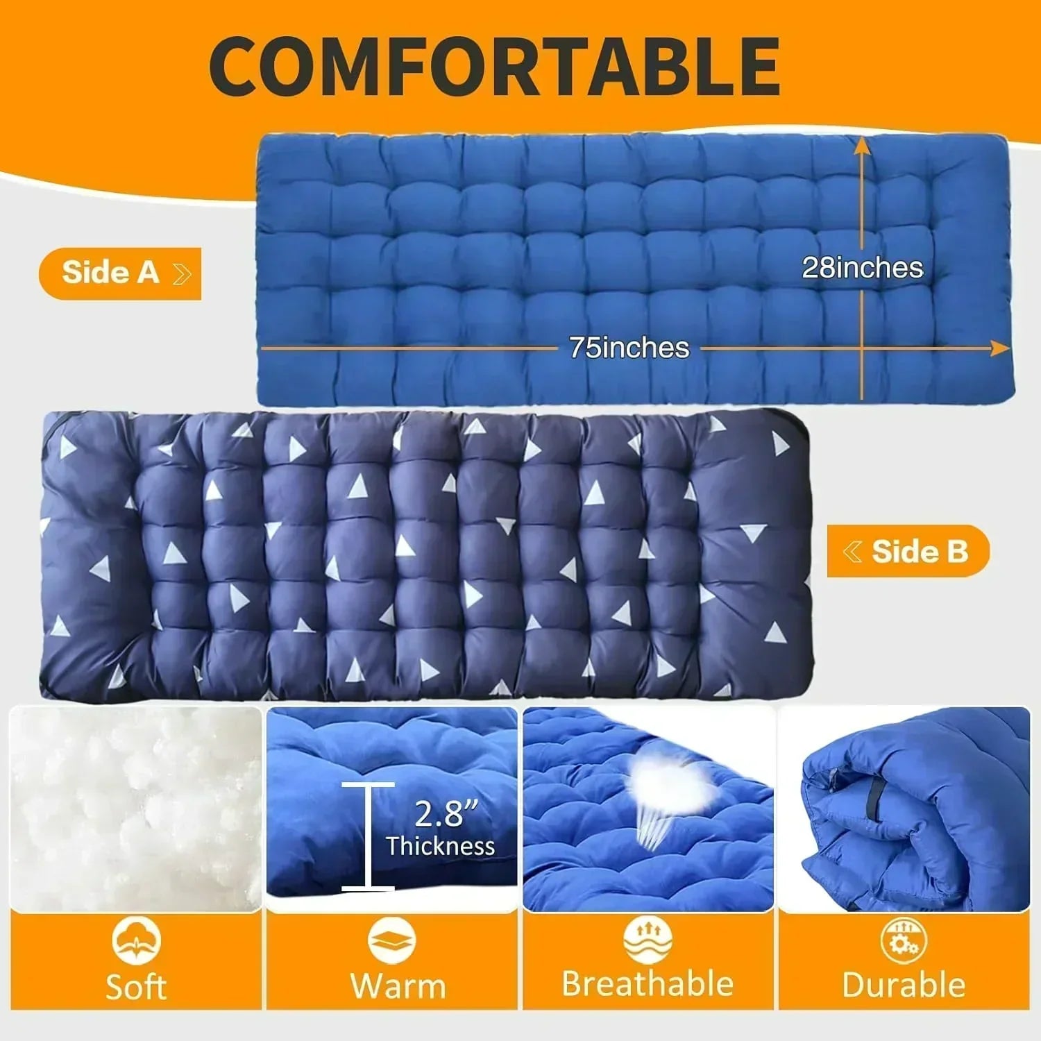 2-Pack Camping Cots with Mattress Comfortable Folding Bed Heavy Duty Baby Cot
