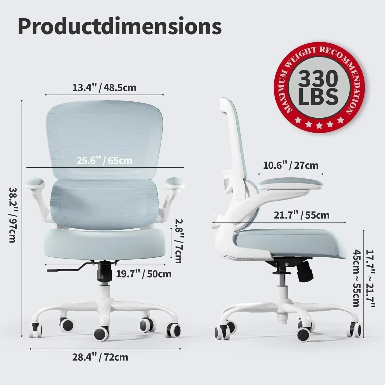 TRALT Office Chair Ergonomic Desk Chair 330 lbs Home Mesh Gaming Chair with Wheels