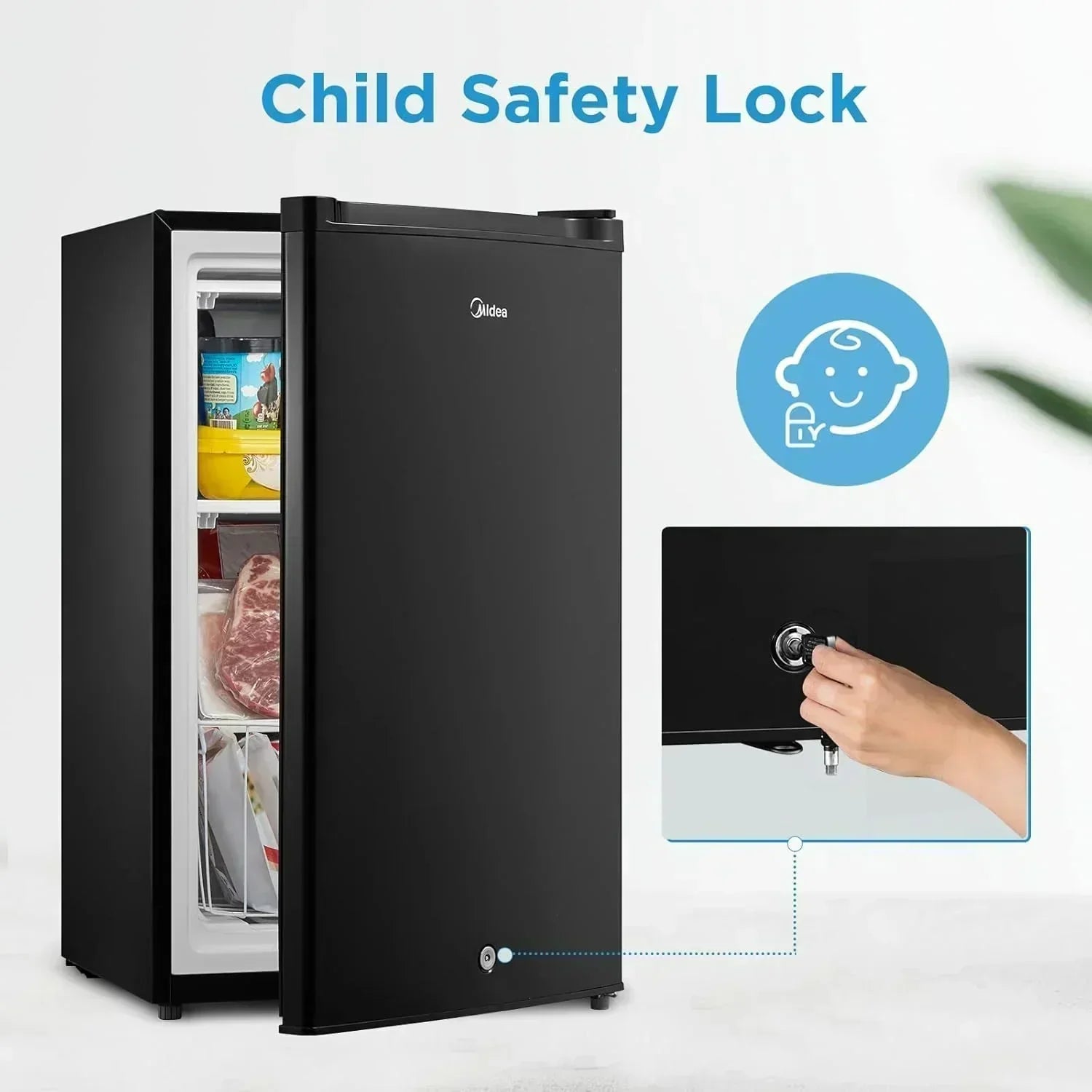 Upright Freezer Large Black 3.0 Cubic Feet