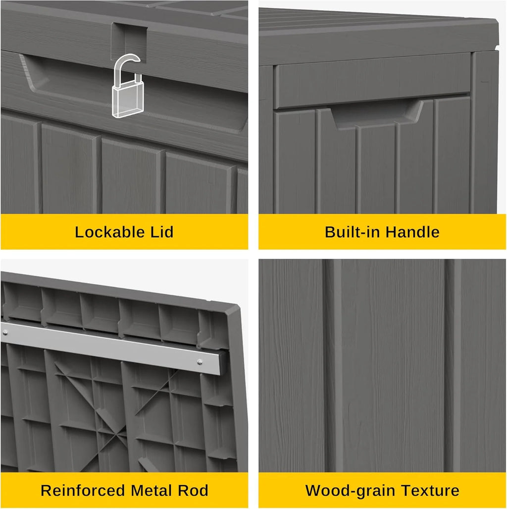EAST OAK Outdoor Storage Box, 60 Gallon Deck Box Indoor and Outdoor Use, Waterproof Resin Storage Bin
