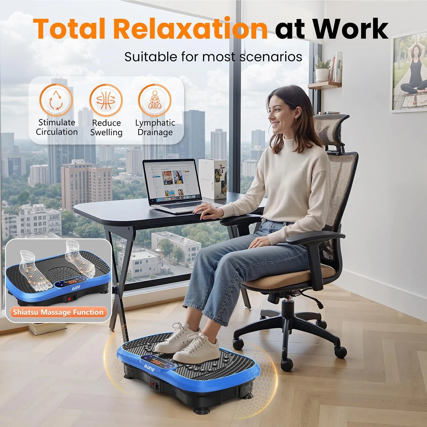 AXV Vibration Plate Fitness Platform Trainer Suitable for men and women to lose weight and burn fat at the gym