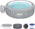 SaluSpa Sicily AirJet 7 Person Inflatable Hot Tub Round Portable Outdoor Spa with 180 Soothing AirJets and Insulated Cover, Gray